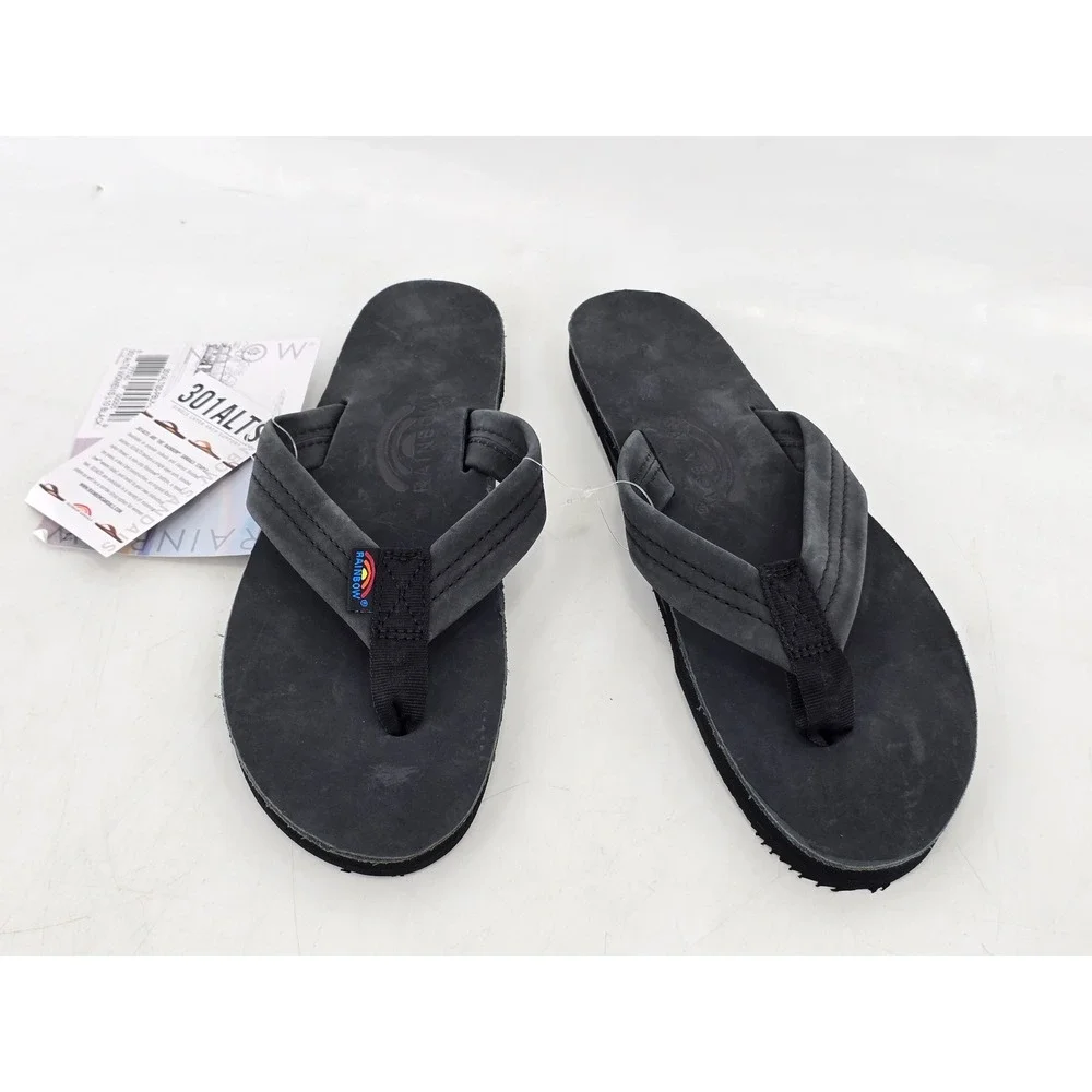 Rainbow Sandals 301ALTS Flip Flops Women Large 10 Black Leather - New